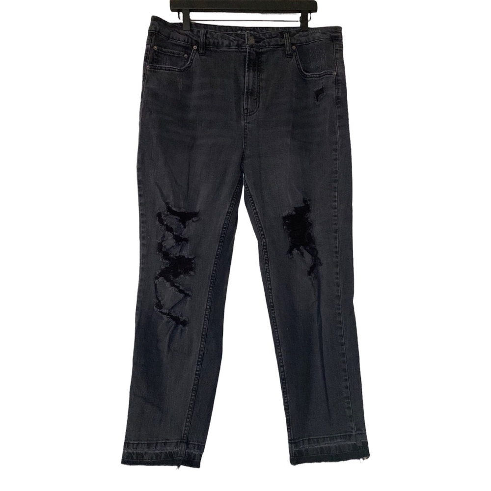 Wild Fable Women's Size 16 Straight Leg High Rise Black Distressed Denim Pants